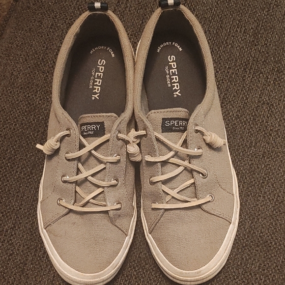 Sperry Shoes - Sperry Taupe Canvas Lace-Up Shoes